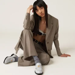 White Vintage-effect Leather Penny Loafers | Miu Miu