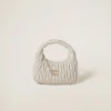 White Wander Matelassé Nappa Leather Hobo Bag | Miu Miu
