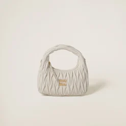 White Wander Matelassé Nappa Leather Hobo Bag | Miu Miu