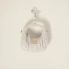 White Wander Matelassé Nappa Leather Micro Hobo Bag | Miu Miu