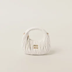 White Wander Matelassé Nappa Leather Hobo Mini-bag | Miu Miu