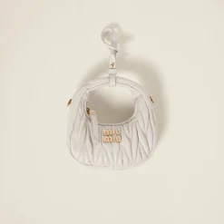 White Wander Matelassé Nappa Leather Micro Hobo Bag | Miu Miu