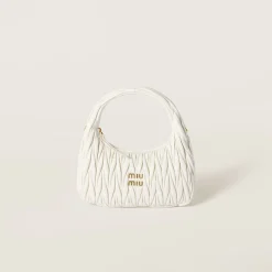 White Wander Matelassé Nappa Leather Hobo Bag | Miu Miu