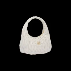 White Wander Matelassé Nappa Leather Hobo Bag | Miu Miu