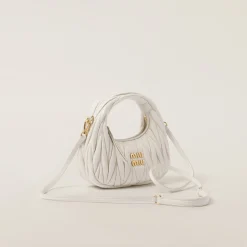 White Wander Matelassé Nappa Leather Hobo Mini-bag | Miu Miu
