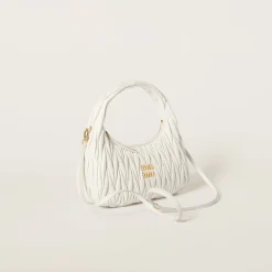 White Wander Matelassé Nappa Leather Hobo Bag | Miu Miu