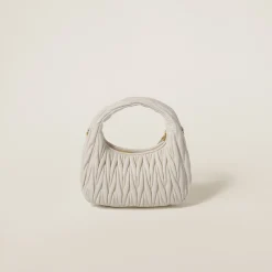 White Wander Matelassé Nappa Leather Hobo Bag | Miu Miu