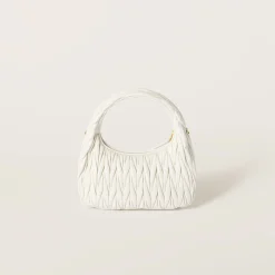 White Wander Matelassé Nappa Leather Hobo Bag | Miu Miu