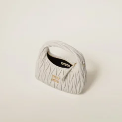 White Wander Matelassé Nappa Leather Hobo Bag | Miu Miu