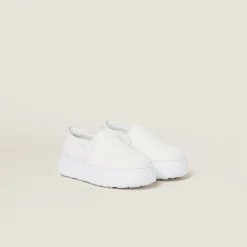 White Washed Cotton Drill Sneakers | Miu Miu