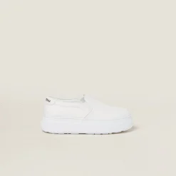 White Washed Cotton Drill Sneakers | Miu Miu