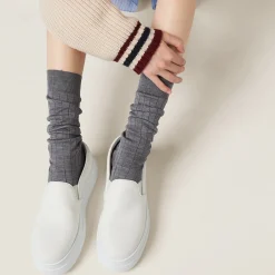 White Washed Cotton Drill Sneakers | Miu Miu