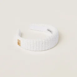 White Woven Fabric Headband | Miu Miu