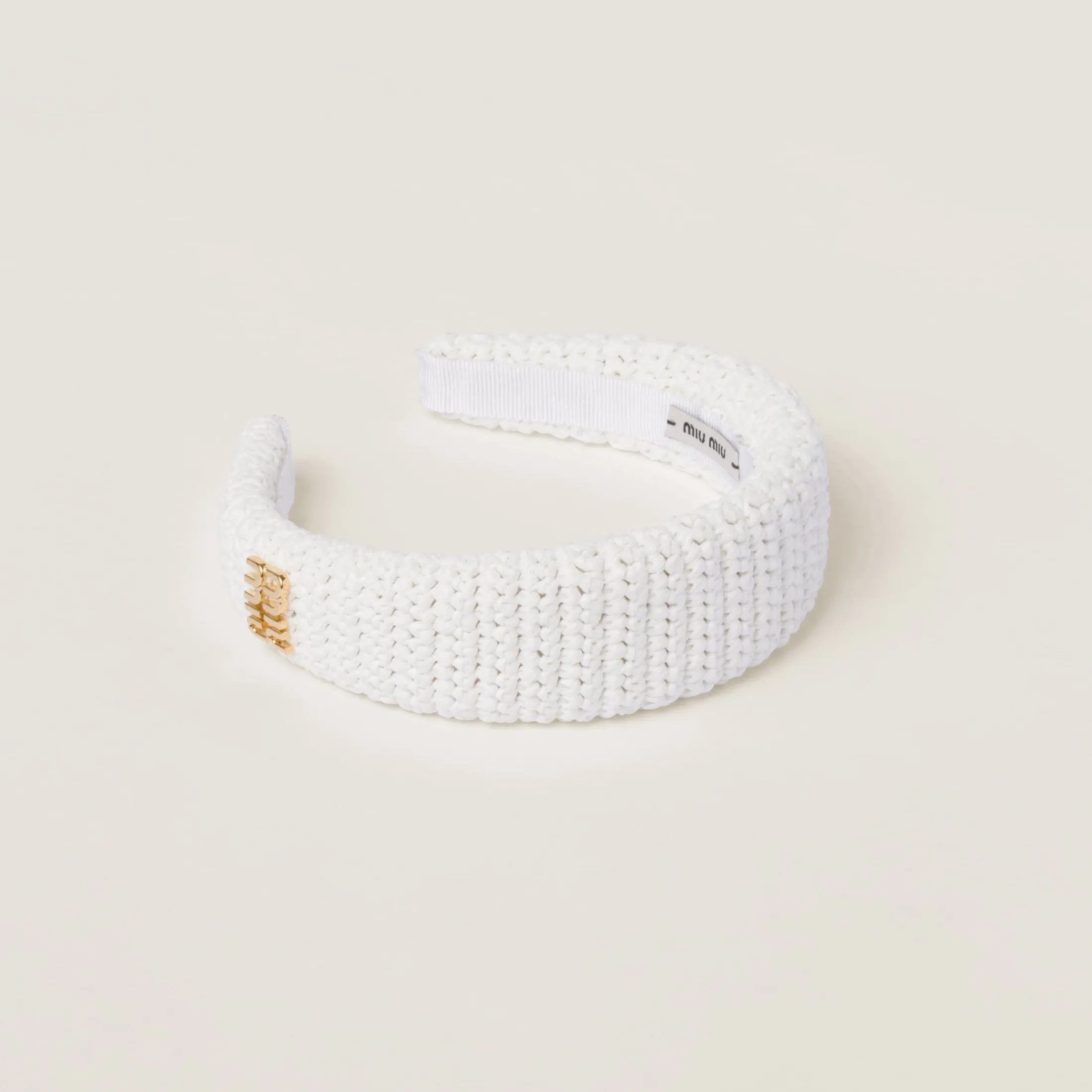 White Woven Fabric Headband | Miu Miu