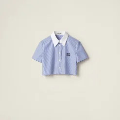 White+baby Blue Striped Shirt | Miu Miu