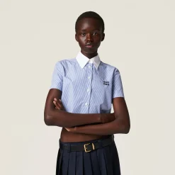 White+baby Blue Striped Shirt | Miu Miu