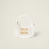 White/beige Wander Woven Fabric Hobo Bag | Miu Miu