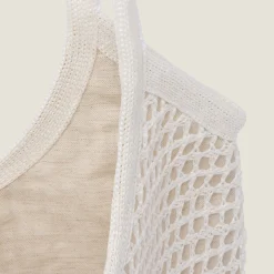 White/beige Woven Fabric And Linen Mini-tote Bag | Miu Miu