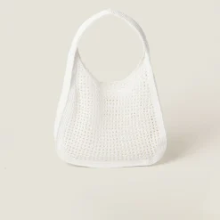 White/beige Woven Fabric Hobo Bag | Miu Miu