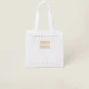 White/beige Woven Fabric Tote Bag | Miu Miu