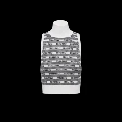 White/black Cashmere And Silk Turtleneck Top | Miu Miu