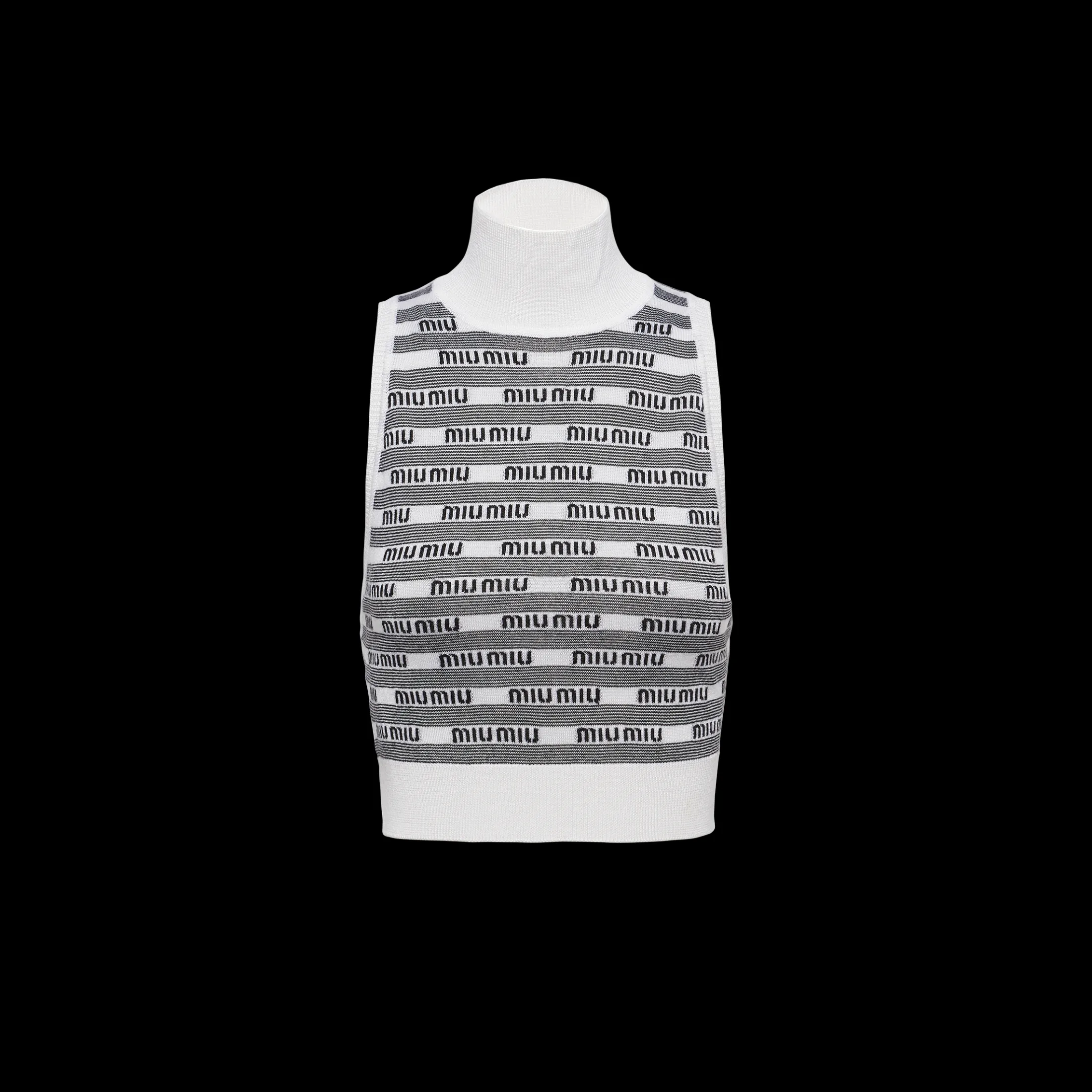 White/black Cashmere And Silk Turtleneck Top | Miu Miu