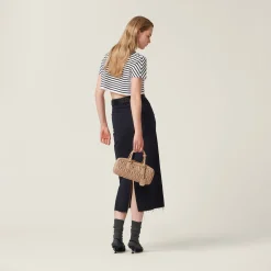 White/black Cotton T-shirt With Printed Logo | Miu Miu