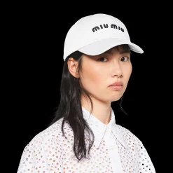 White/black Drill Baseball Cap | Miu Miu