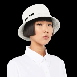 White/black Drill Bucket Hat | Miu Miu