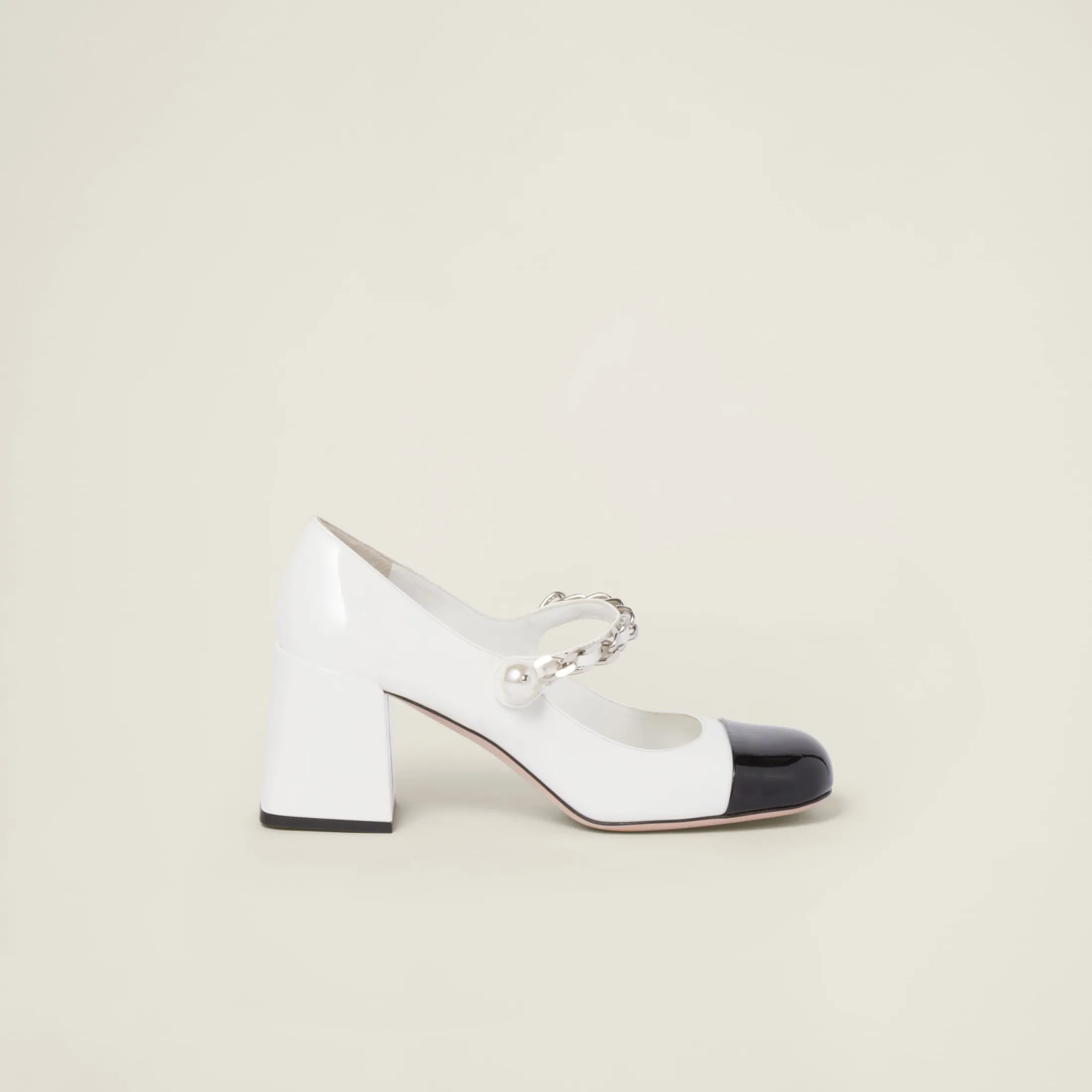 White/black Patent Leather Pumps | Miu Miu