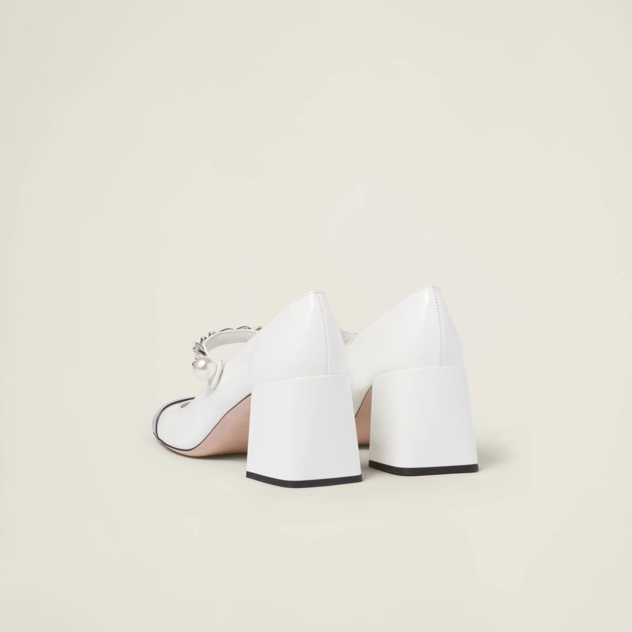 White/black Patent Leather Pumps | Miu Miu