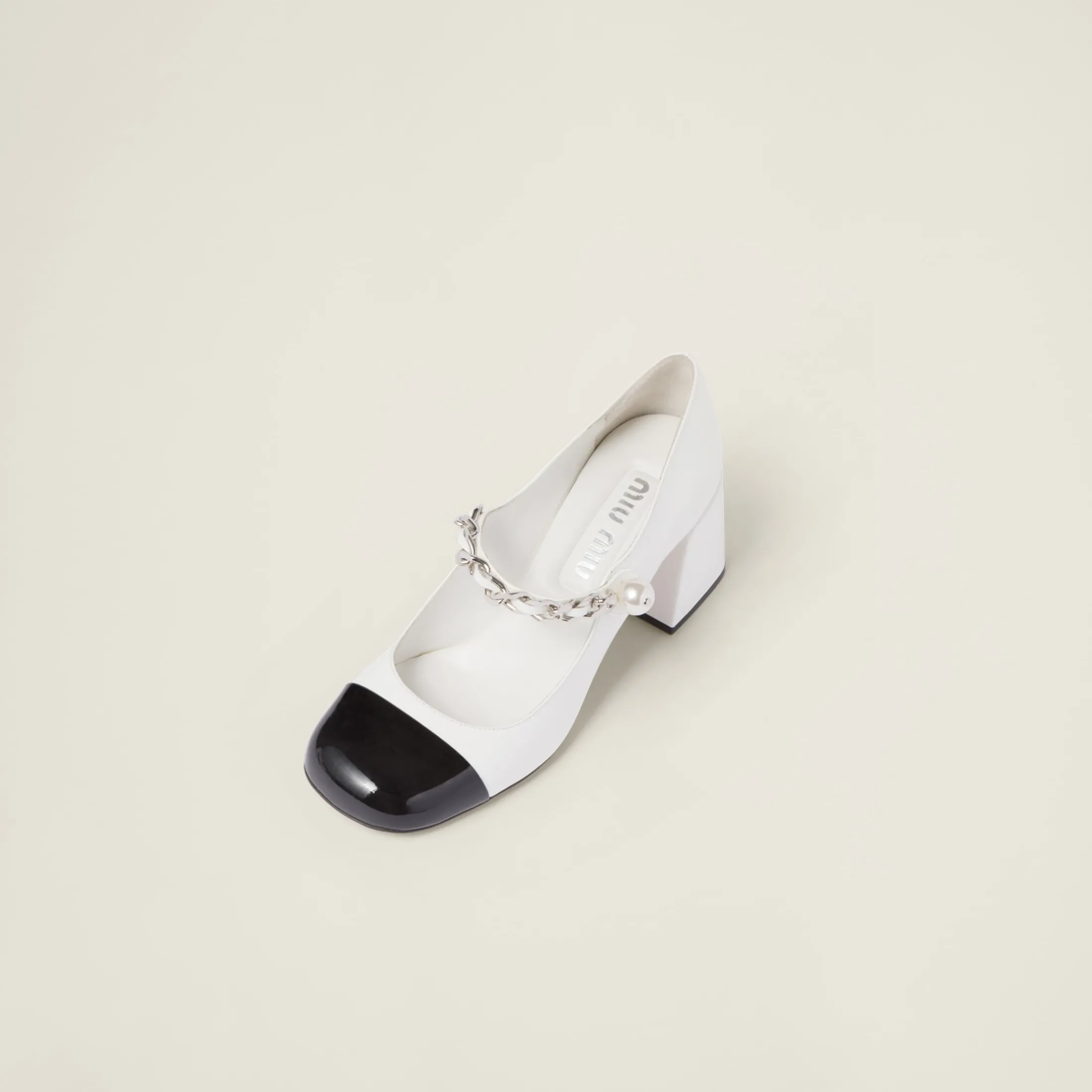 White/black Patent Leather Pumps | Miu Miu