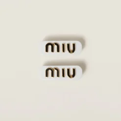 White/black Plexiglas And Metal Hair Clips | Miu Miu