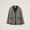 White/black Single-breasted Boucle Jacket | Miu Miu