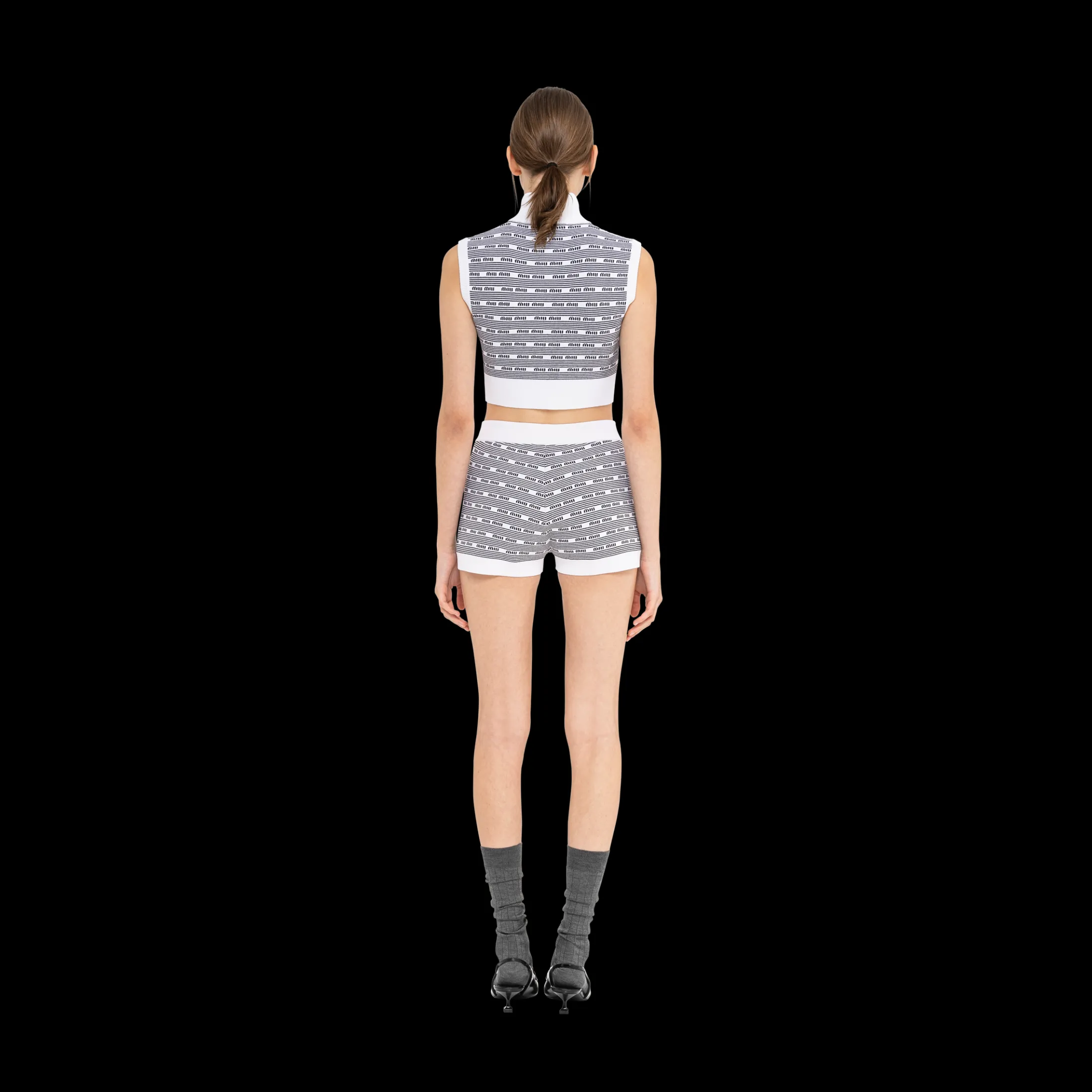 White/black Viscose Shorts | Miu Miu