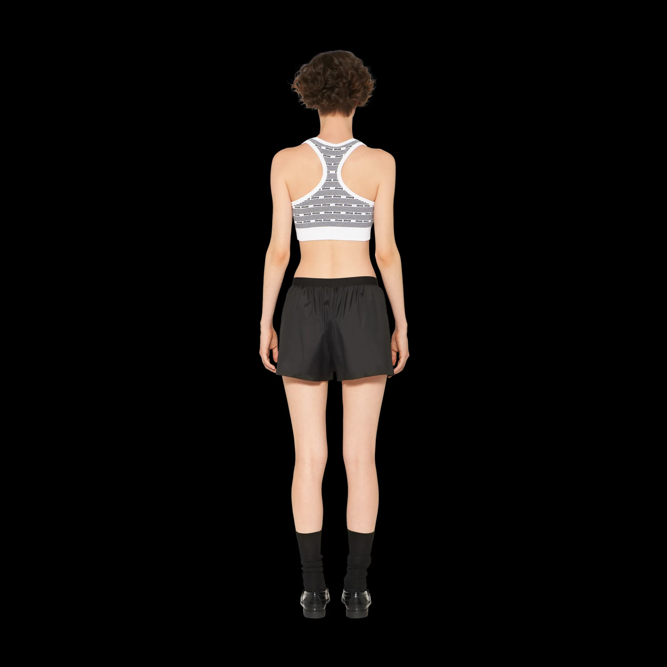 White/black Viscose Top | Miu Miu