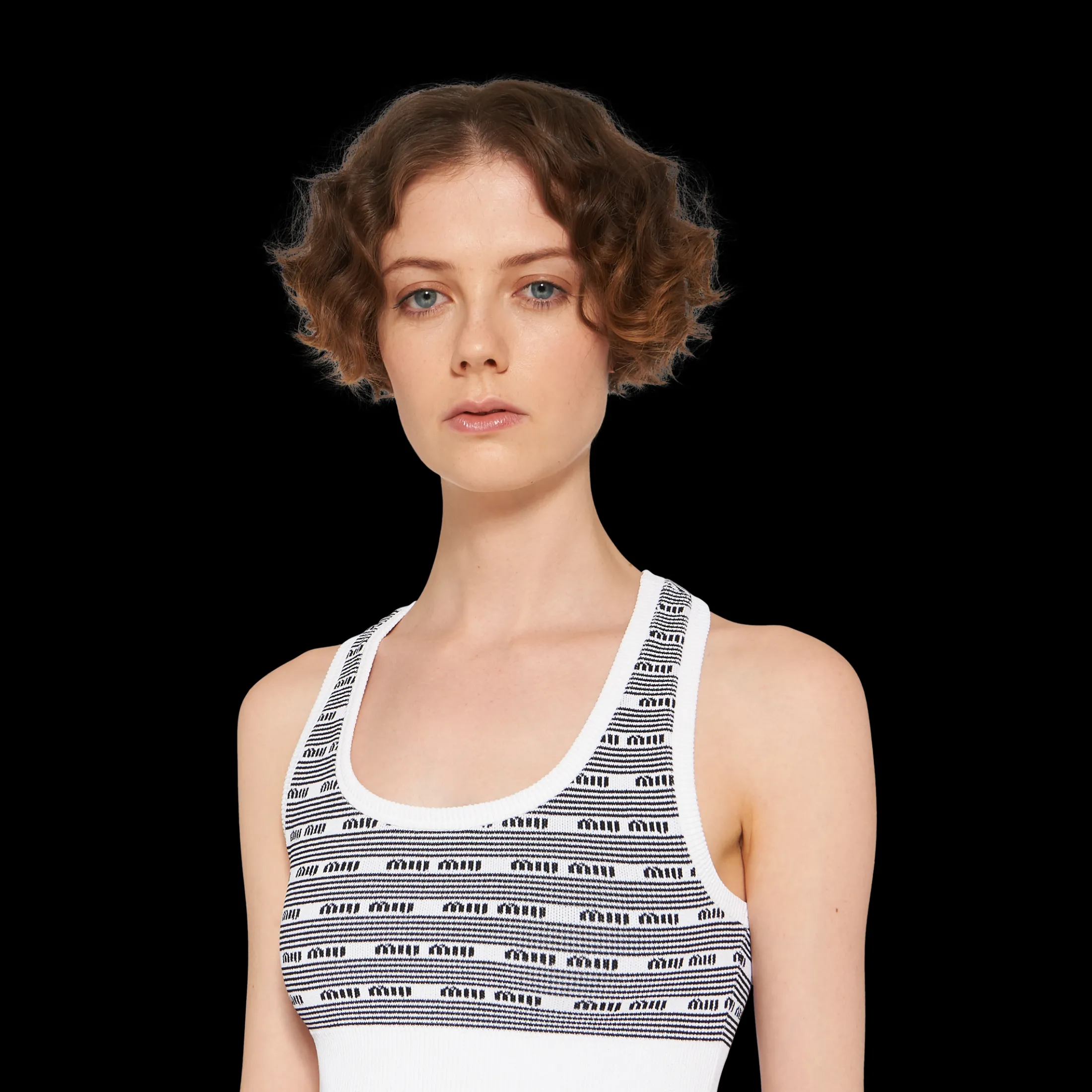 White/black Viscose Top | Miu Miu