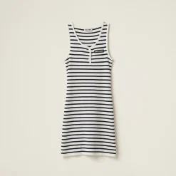 White/blue Cotton Mini-dress | Miu Miu