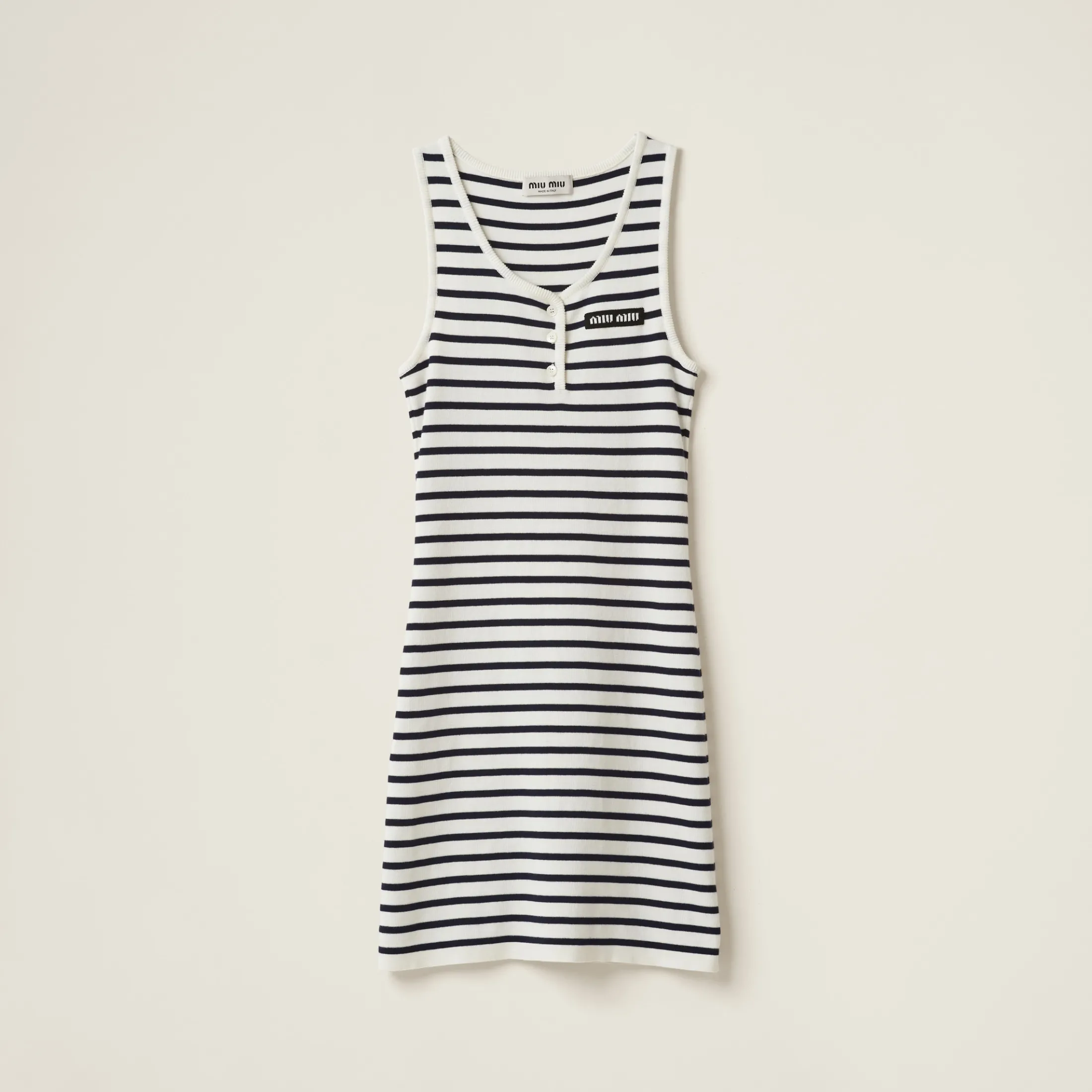 White/blue Cotton Mini-dress | Miu Miu