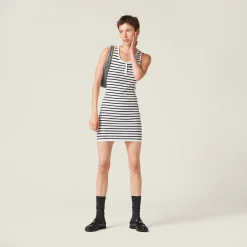 White/blue Cotton Mini-dress | Miu Miu