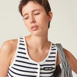 White/blue Cotton Mini-dress | Miu Miu