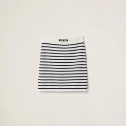 White/blue Cotton Miniskirt | Miu Miu