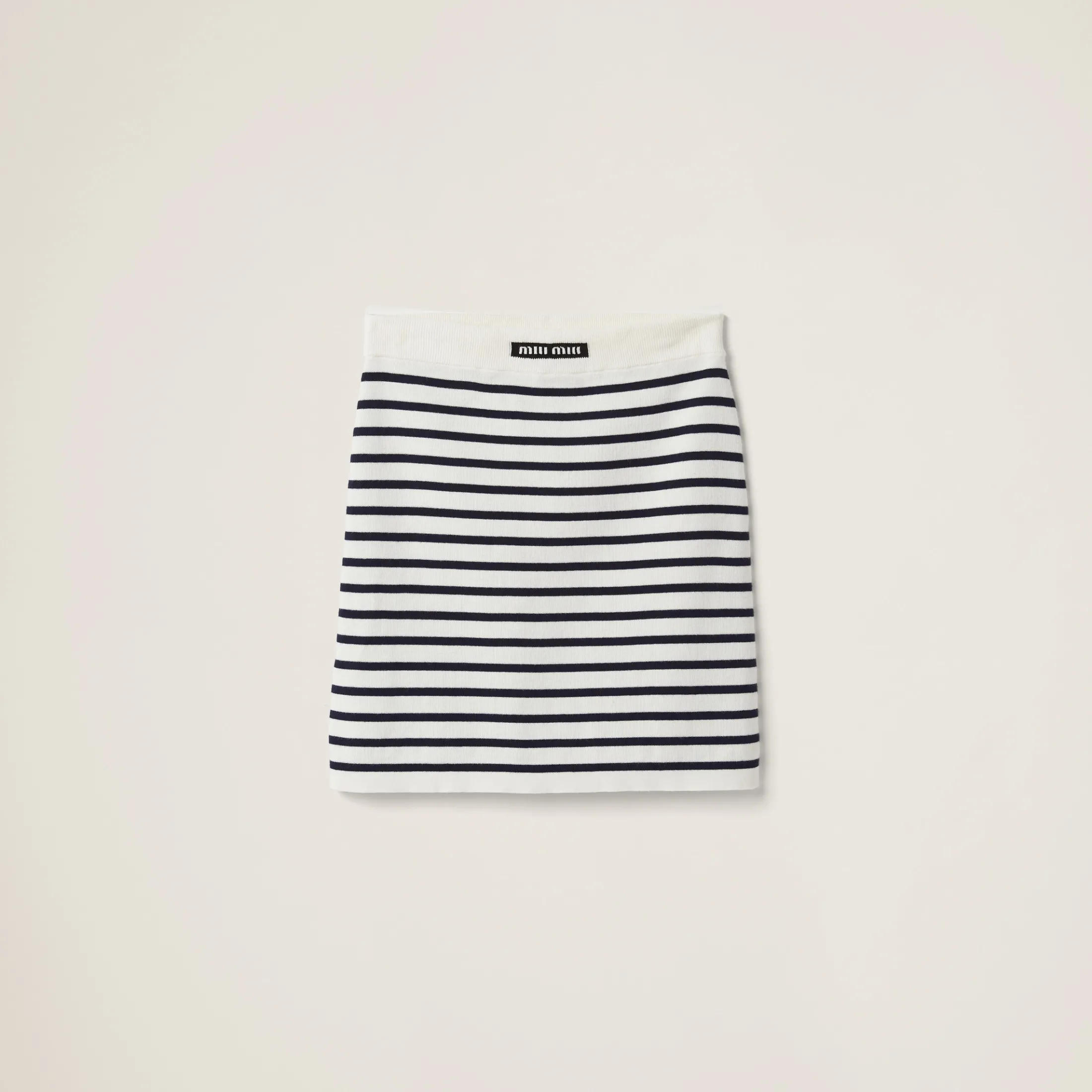 White/blue Cotton Miniskirt | Miu Miu