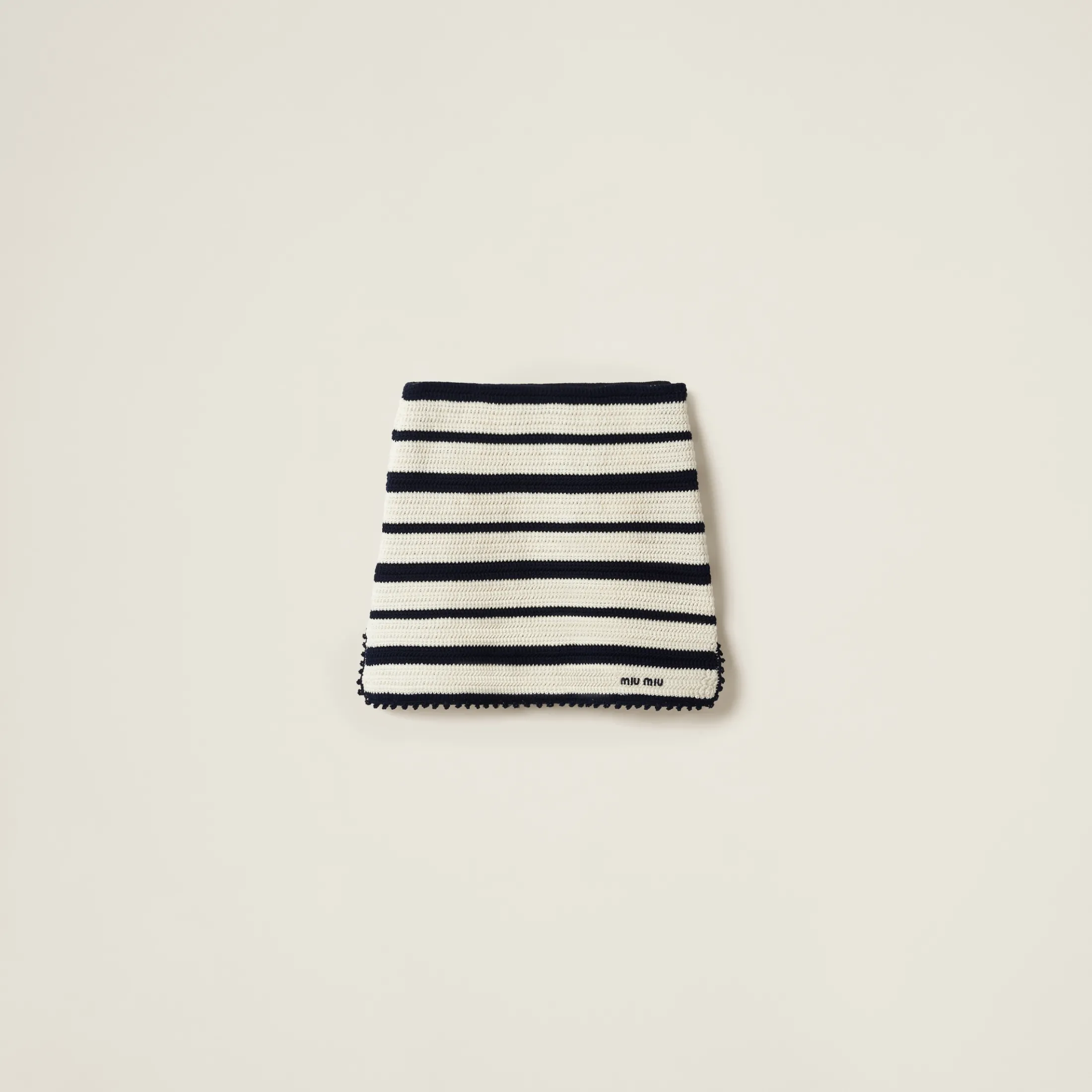 White/blue Cotton Miniskirt | Miu Miu