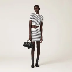 White/blue Cotton Miniskirt | Miu Miu