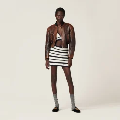 White/blue Cotton Miniskirt | Miu Miu
