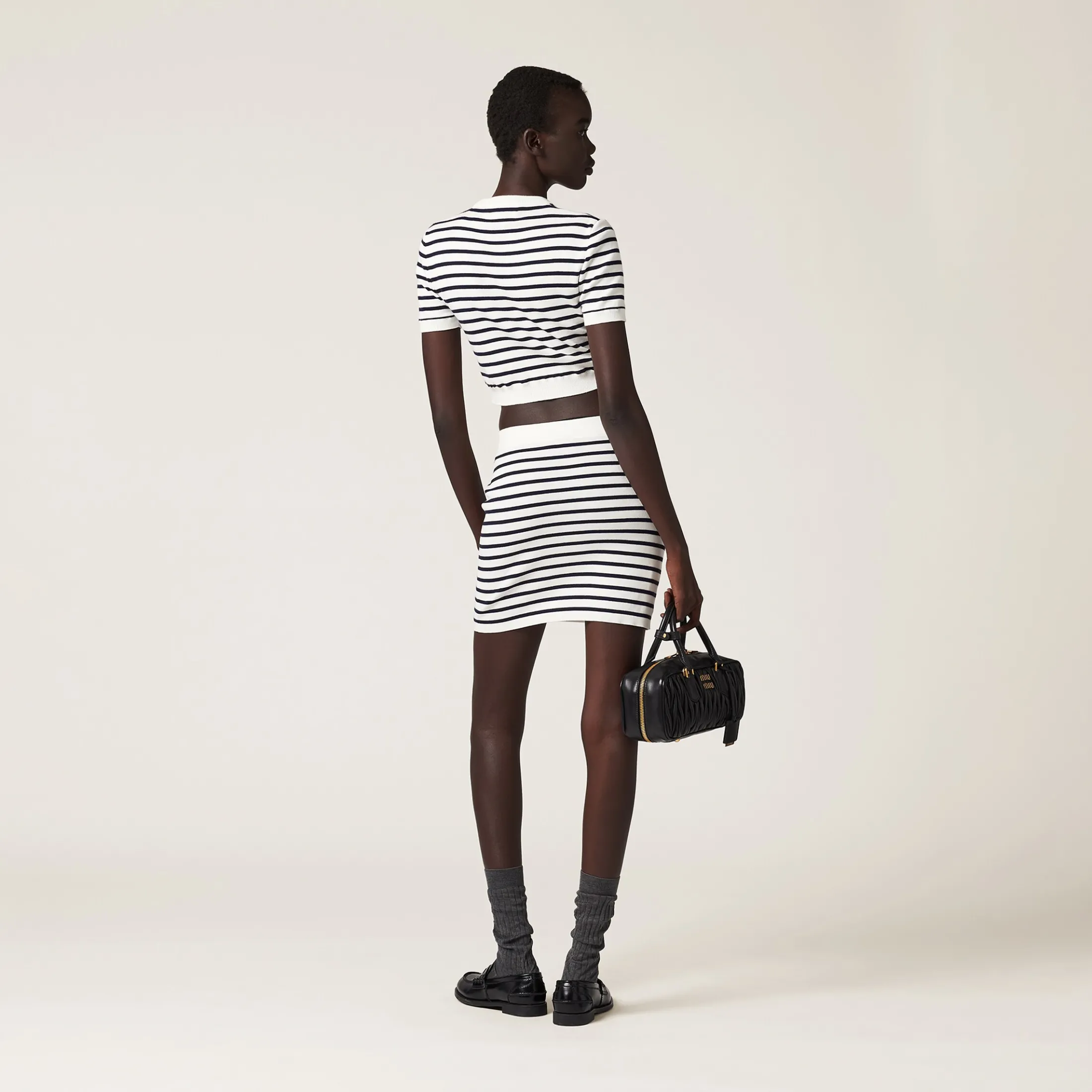 White/blue Cotton Miniskirt | Miu Miu