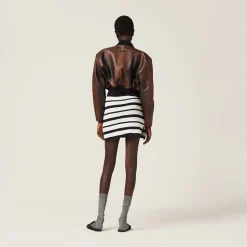 White/blue Cotton Miniskirt | Miu Miu