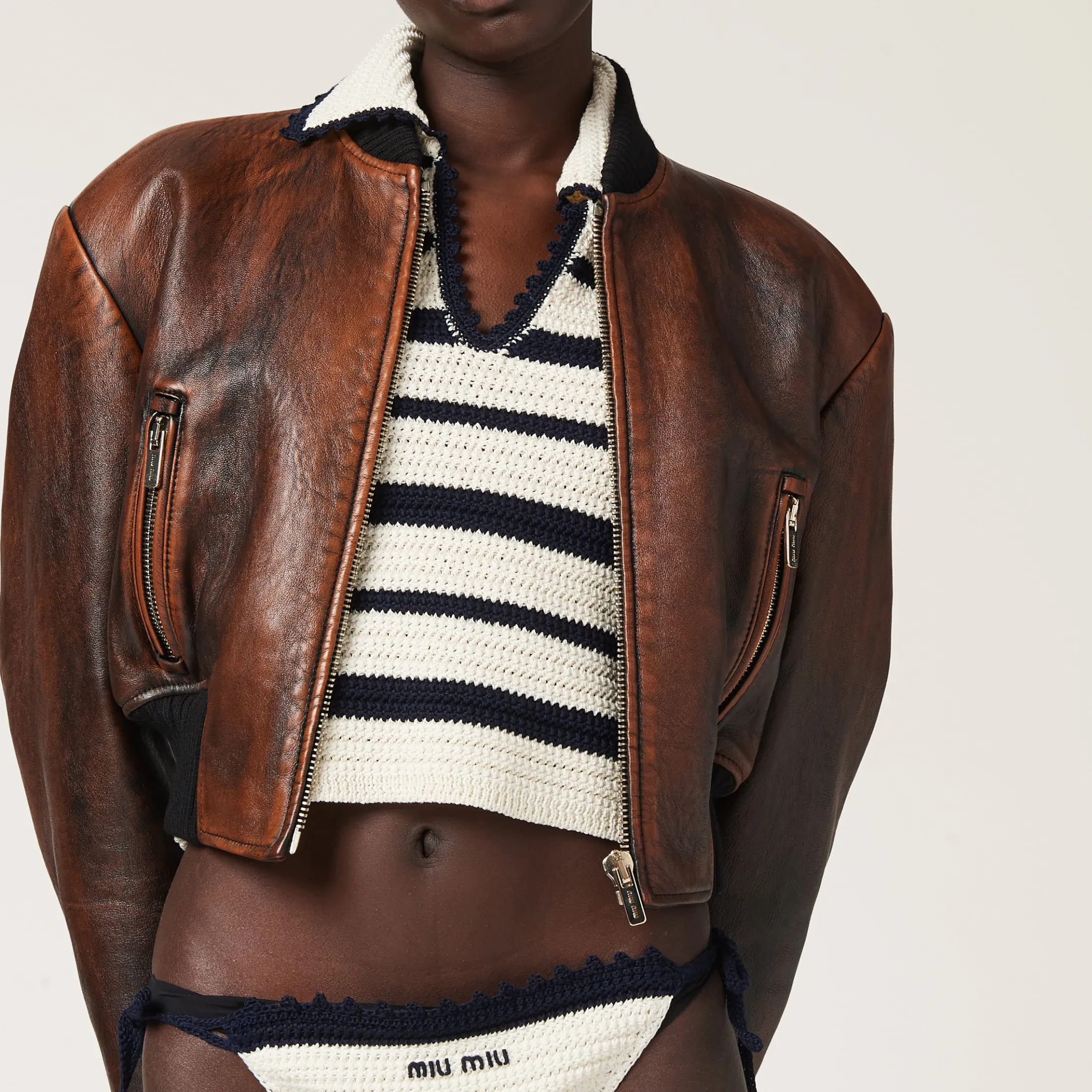 White/blue Cotton Panties | Miu Miu