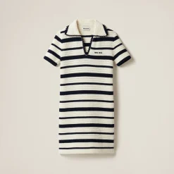 White/blue Cotton Polo Dress | Miu Miu